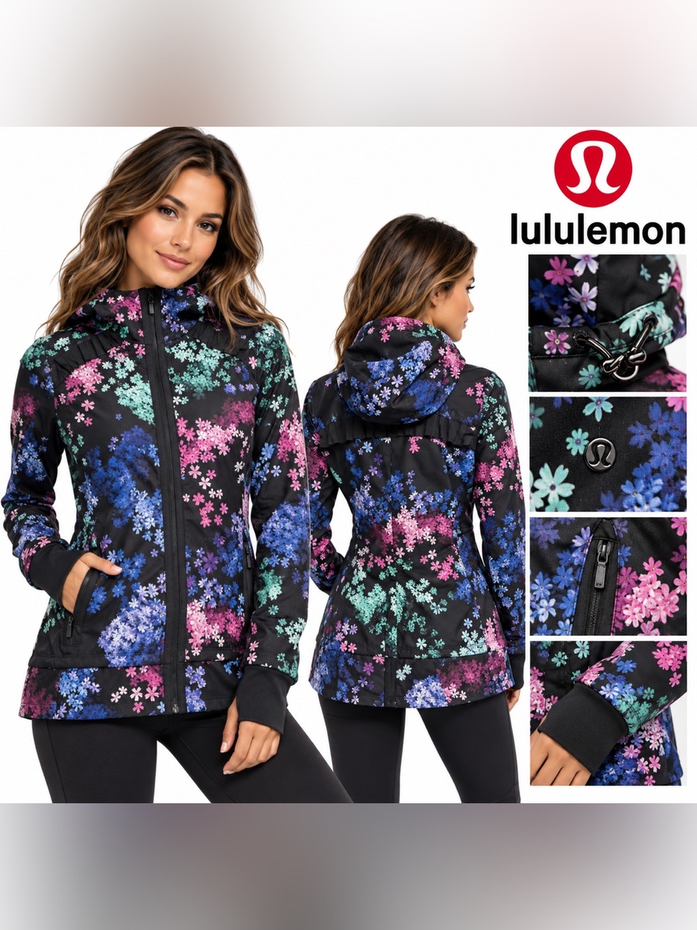 Lululemon Run Bandit Jacket Petal Pop Multi Floral Hooded Size 6